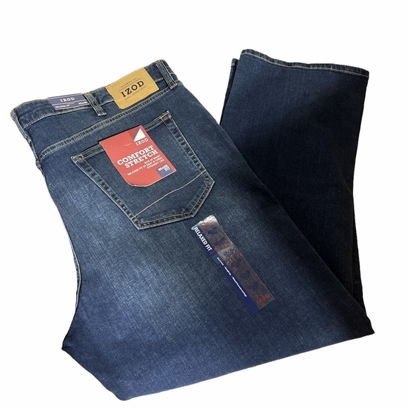 Izod Men’s Jeans comfort stretch relaxed fit Indigo blast 42x30 - Picture 1 of 1